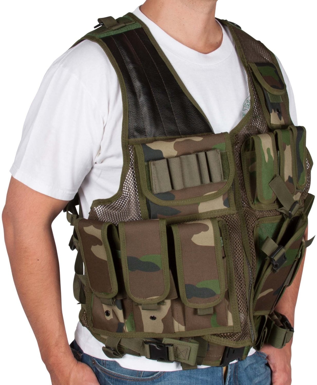 Modern Warrior Tactical Vest with Holster and Pouches Camo